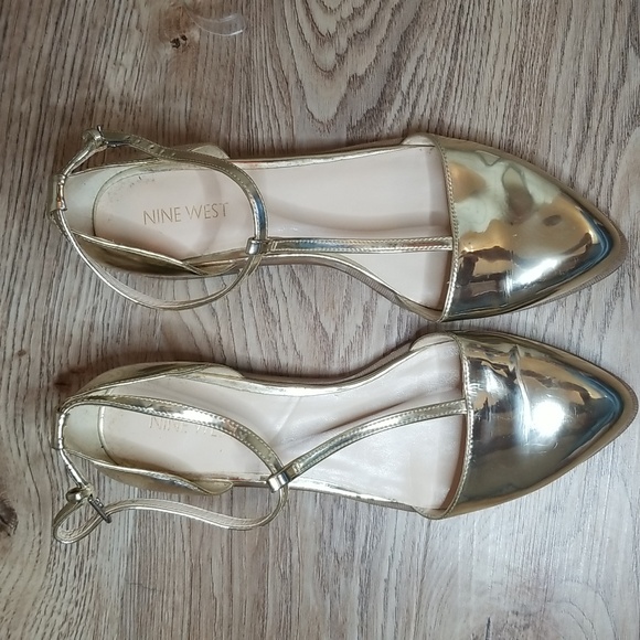 Nine West Womens Gild Metallic Closed Toe Ankle Strap Shoes Size 8M - Picture 11 of 12